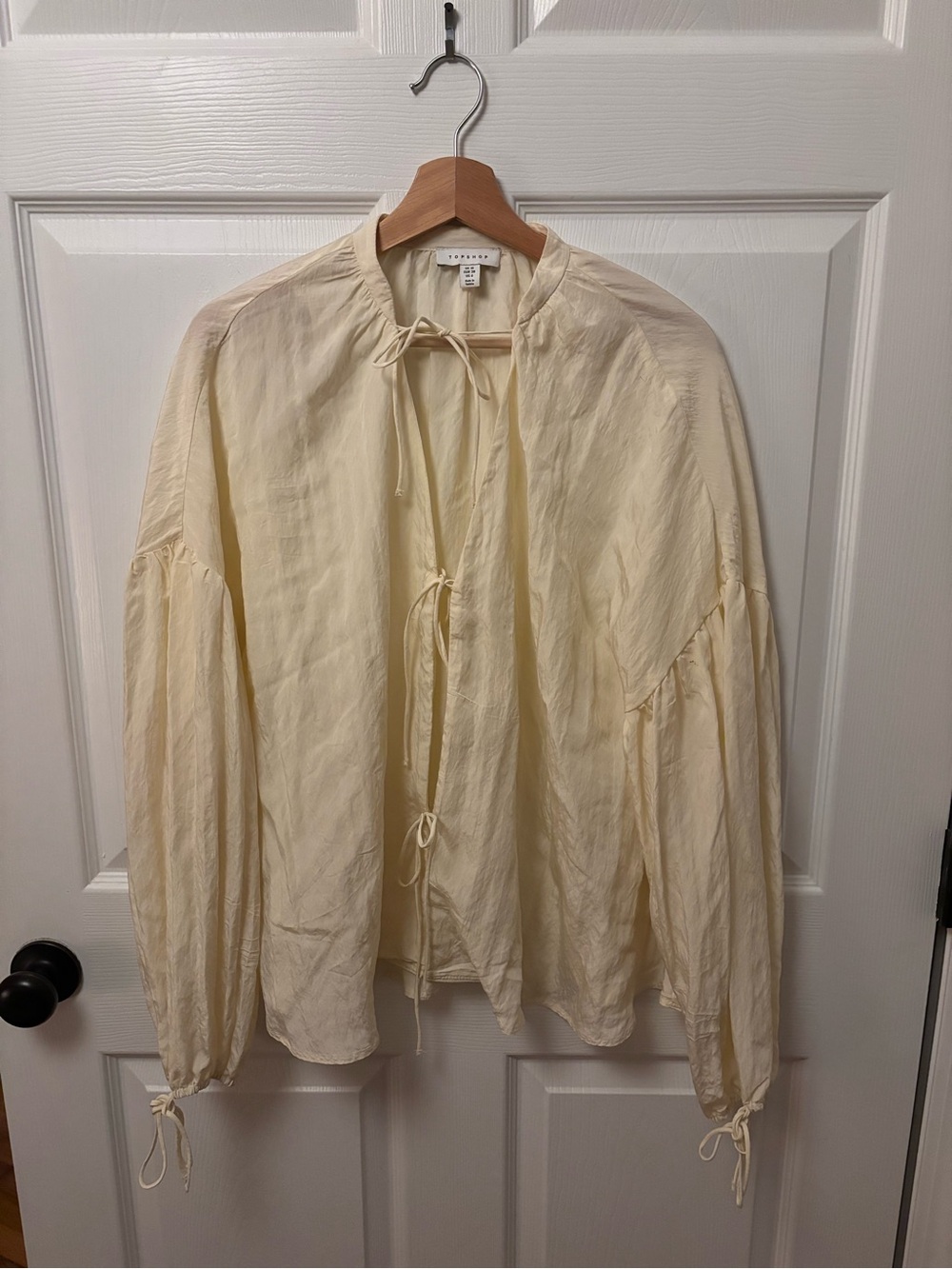 Topshop Cream blouse with tie front detail